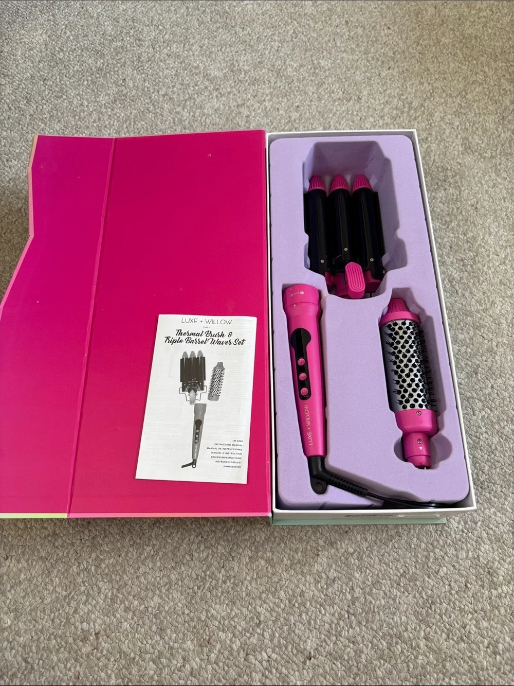2 in 1 Triple Barrel Waver set and Thermal Brush - Luxe & Willow